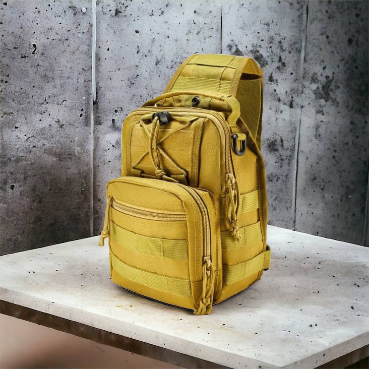 Качественная тактическая сумка, укрепленная мужская сумка рюкзак тактическая слинг. Цвет: койот