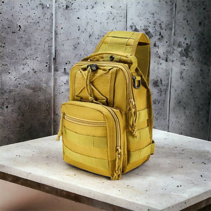 Качественная тактическая сумка, укрепленная мужская сумка рюкзак тактическая слинг. Цвет: койот