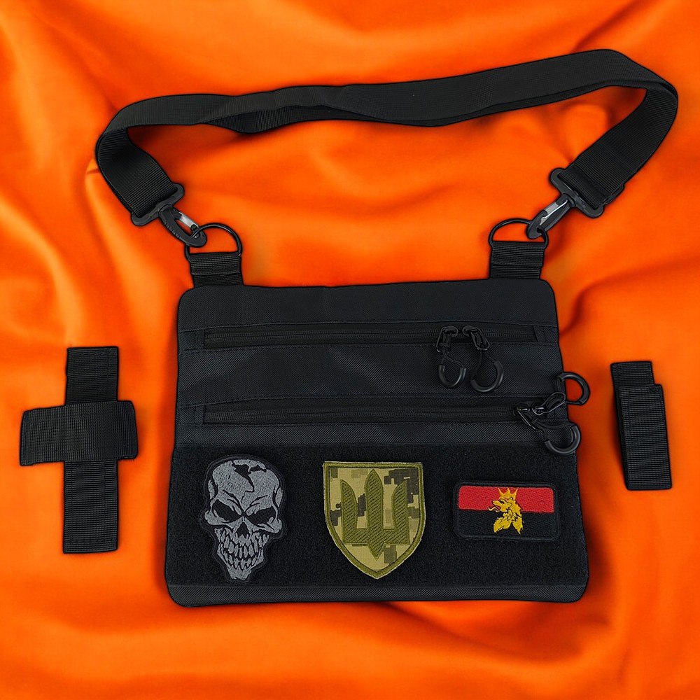 Сумка тактична чорна для прихованого носіння з кобурою, чоловічий месенджер із кордури