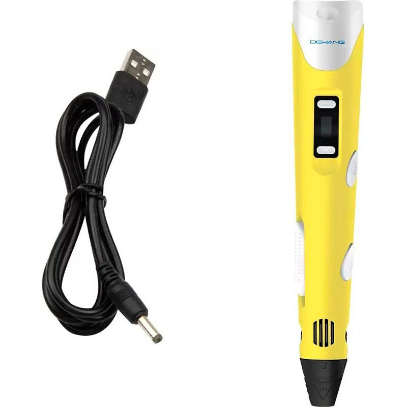 3D ручка Smart 3D Pen 2 c LCD дисплеем,  Детская электро ручка для фигурок из пластика. Цвет: желтый