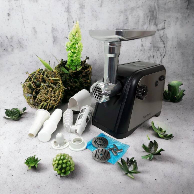 Мясорубка Rainberg RB-672 3000W электрическая с реверсом и соковыжималкой, мясорубка электрическая металл