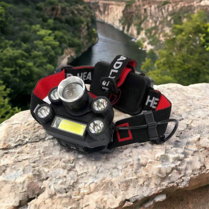 Фонарик налобный Bailong BL-T64-T6+4XPE, светодиодный фонарь на лоб, мощный налобный фонарь для рыбалки