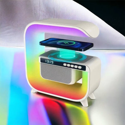 Ночник аккумуляторный RGB G3 с беспроводной зарядкой 15W и Bluetooth колонкой 3W Настольная смарт лампа