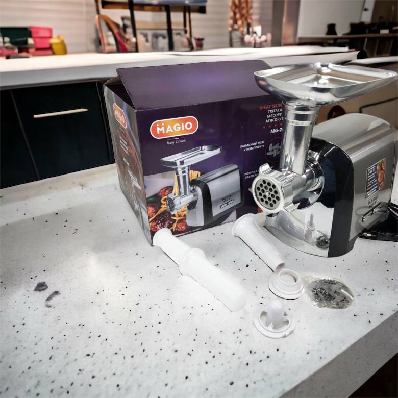 Мясорубка Magio MG-269, 2400 W, мясорубка электрическая металл, мясорубка с металлическим редуктором