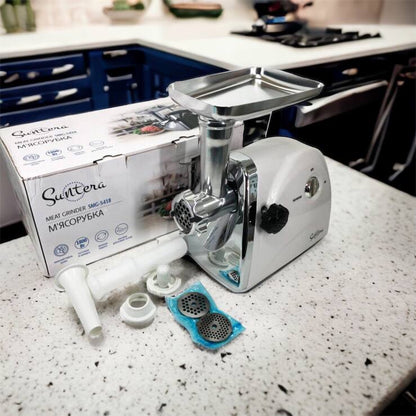 Мясорубка Suntera SMG-5418W, электромясорубка для дома, мясорубка с металлическим редуктором