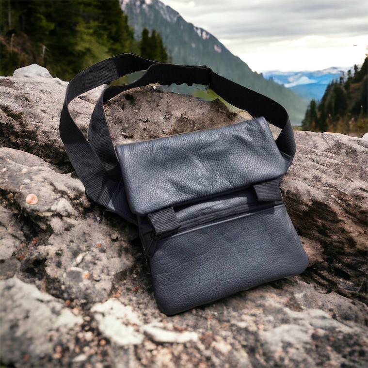 Тактична шкіряна сумка з кобурою, чоловічий месенджер, барсетка - чорний слінг, чоловіча сумка через плече
