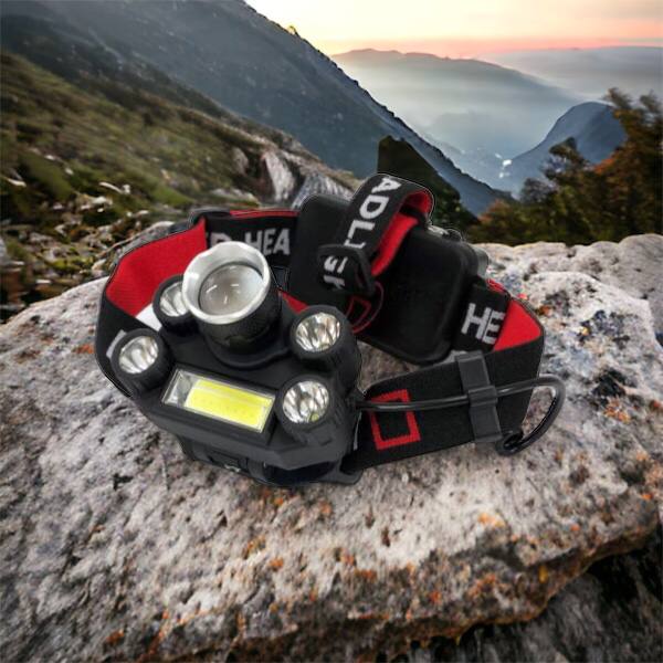 Фонарик налобный Bailong BL-T64-T6+4XPE, светодиодный фонарь на лоб, мощный налобный фонарь для рыбалки