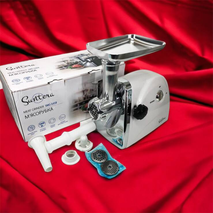 Мясорубка Suntera SMG-5418W, электромясорубка для дома, мясорубка с металлическим редуктором