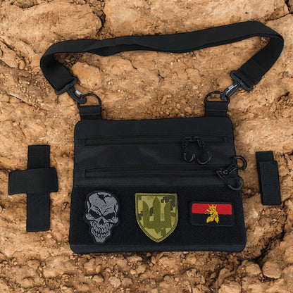 Сумка тактична чорна для прихованого носіння з кобурою, чоловічий месенджер із кордури