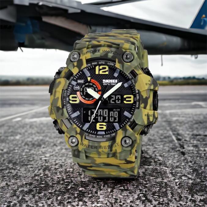 Часы наручные мужские SKMEI 1520CMGN CAMO GREEN, часы военные мужские, для военнослужащих. Цвет: камуфляж