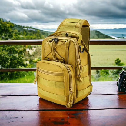 Качественная тактическая сумка, укрепленная мужская сумка рюкзак тактическая слинг. Цвет: койот