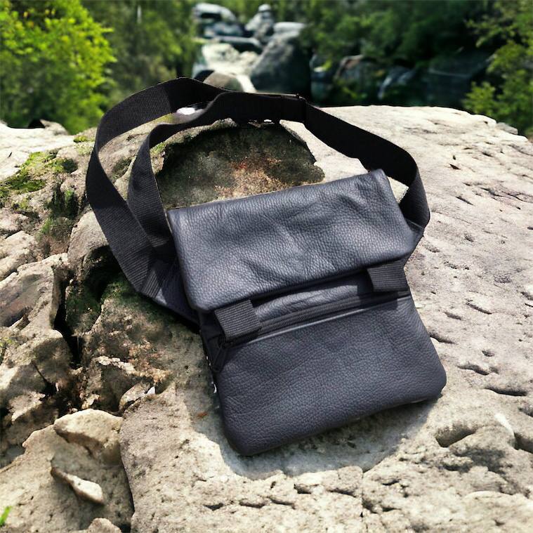 Тактична шкіряна сумка з кобурою, чоловічий месенджер, барсетка - чорний слінг, чоловіча сумка через плече