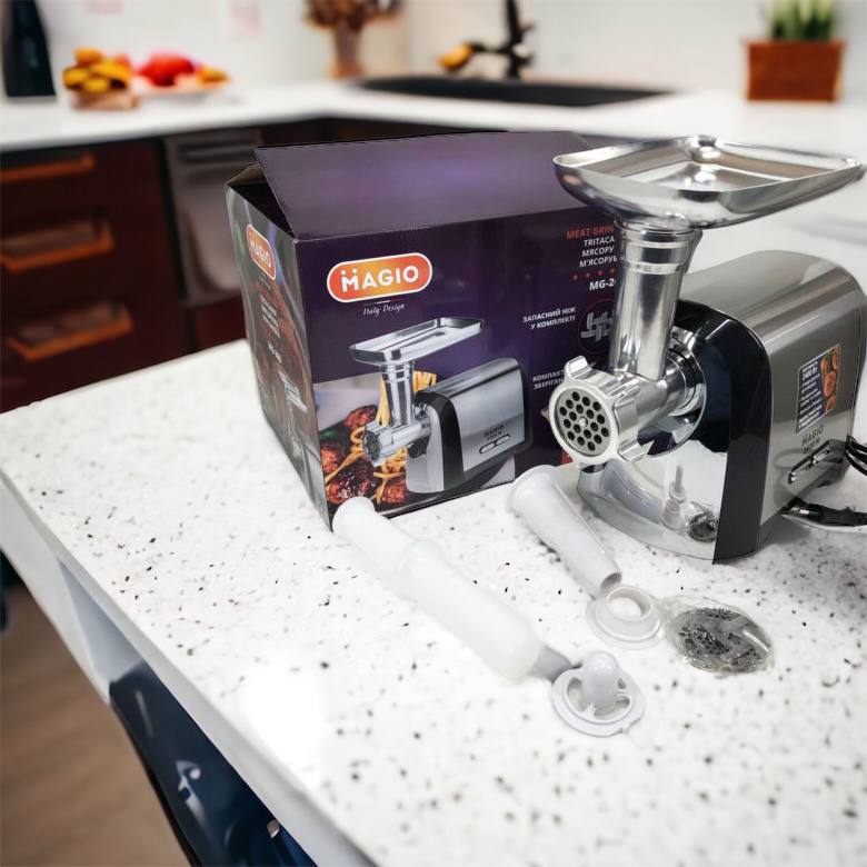 Мясорубка Magio MG-269, 2400 W, мясорубка электрическая металл, мясорубка с металлическим редуктором