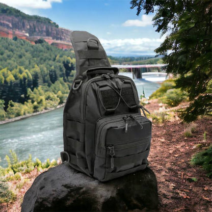 Качественная тактическая сумка, укрепленная мужская сумка рюкзак тактическая слинг. Цвет: черный