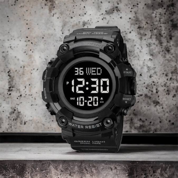 Годинник наручний чоловічий SKMEI 1968BKBK BLACK-BLACK, водостійкий тактичний годинник. Колір: чорний