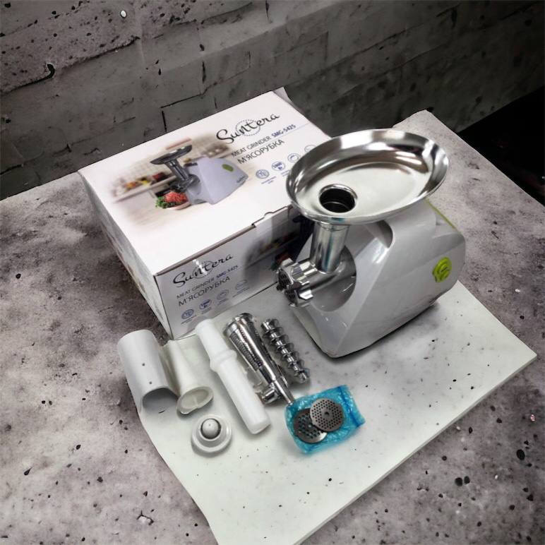 Мясорубка Suntera SMG-5425W, мясорубка-соковыжималка, электрическая мясорубка с насадками для дома