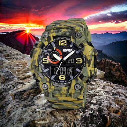 Часы наручные мужские SKMEI 1520CMGN CAMO GREEN, часы военные мужские, для военнослужащих. Цвет: камуфляж