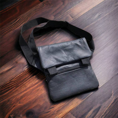 Тактична шкіряна сумка з кобурою, чоловічий месенджер, барсетка - чорний слінг, чоловіча сумка через плече