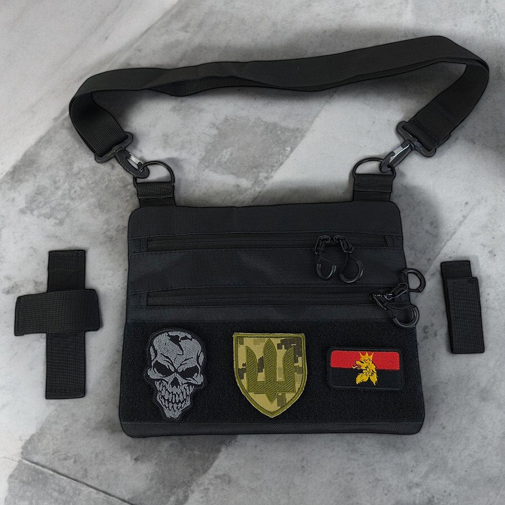 Сумка тактична чорна для прихованого носіння з кобурою, чоловічий месенджер із кордури