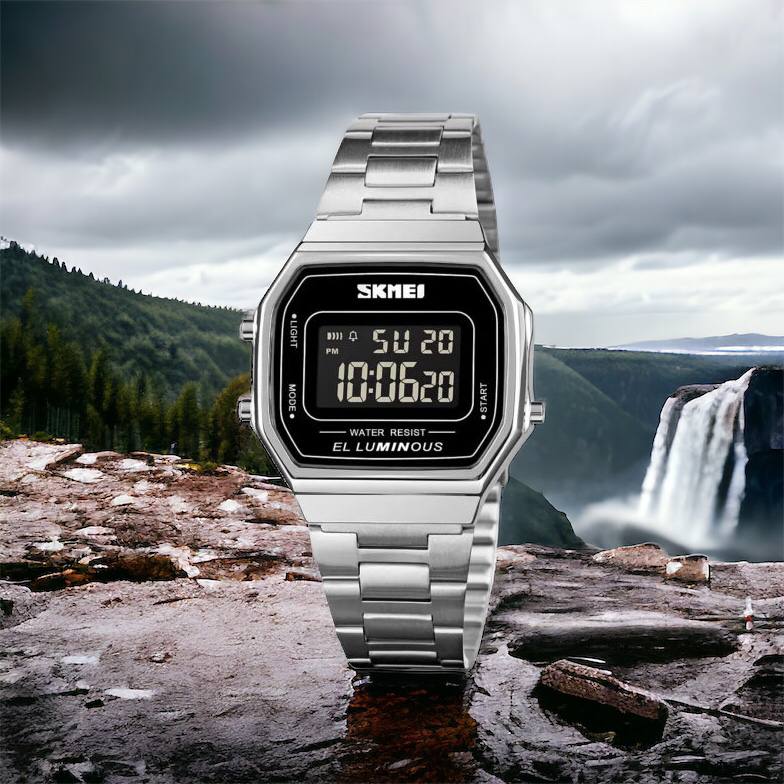 Часы наручные мужские SKMEI 1647SI, армейские часы противоударные, модные мужские часы