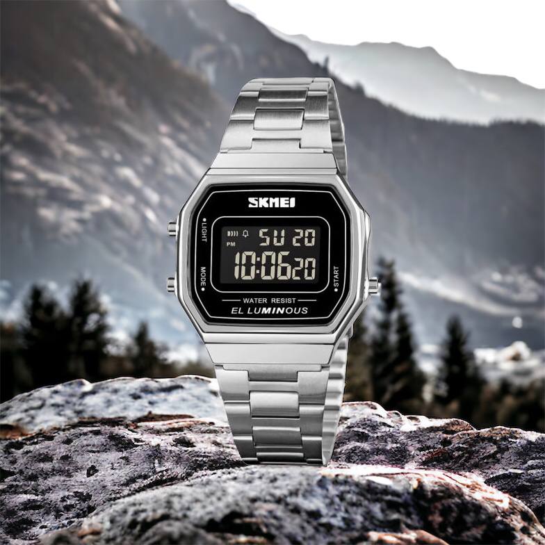 Часы наручные мужские SKMEI 1647SI, армейские часы противоударные, модные мужские часы