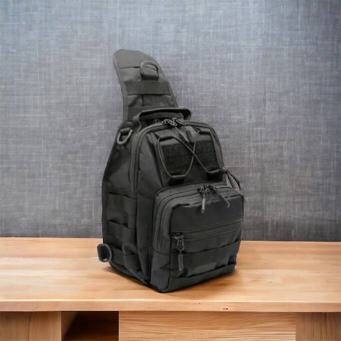 Качественная тактическая сумка, укрепленная мужская сумка рюкзак тактическая слинг. Цвет: черный