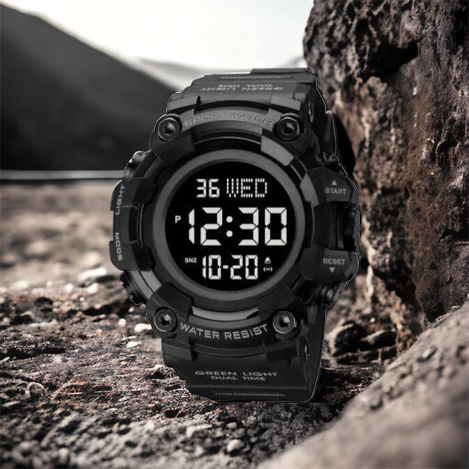 Годинник наручний чоловічий SKMEI 1968BKBK BLACK-BLACK, водостійкий тактичний годинник. Колір: чорний