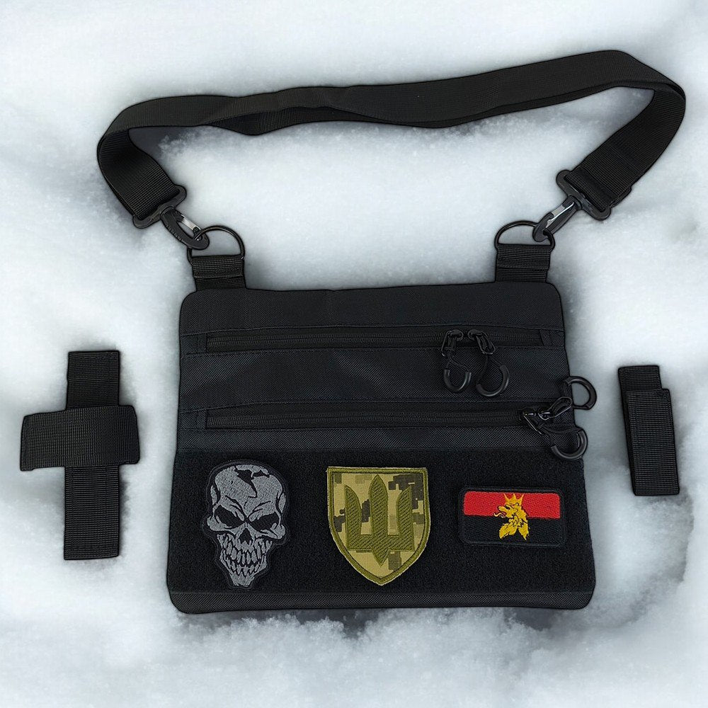 Сумка тактична чорна для прихованого носіння з кобурою, чоловічий месенджер із кордури