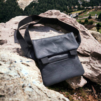 Тактична шкіряна сумка з кобурою, чоловічий месенджер, барсетка - чорний слінг, чоловіча сумка через плече