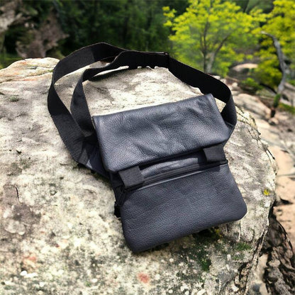 Тактична шкіряна сумка з кобурою, чоловічий месенджер, барсетка - чорний слінг, чоловіча сумка через плече