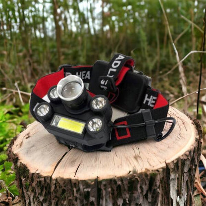 Фонарик налобный Bailong BL-T64-T6+4XPE, светодиодный фонарь на лоб, мощный налобный фонарь для рыбалки