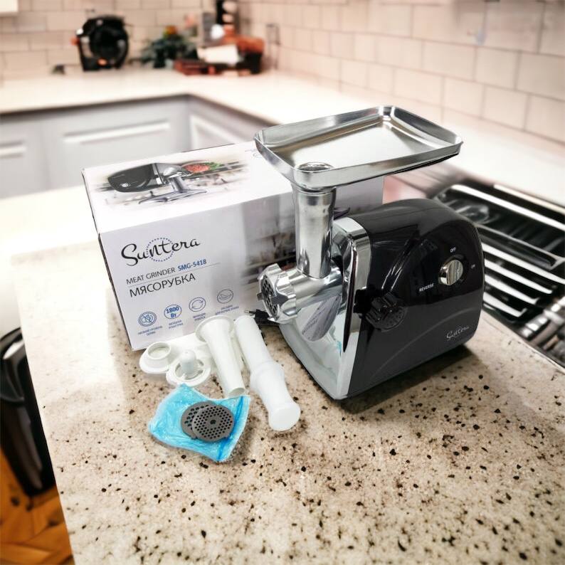Мясорубка Suntera SMG-5418B 1800 Вт, электромясорубка для шинковки, мясорубка электрическая металл