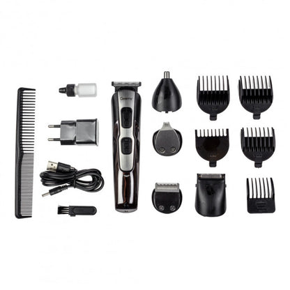 Машинка для стрижки 10в1 GEMEI GM-592, тример для бороды, триммер беспроводной. Цвет: черный