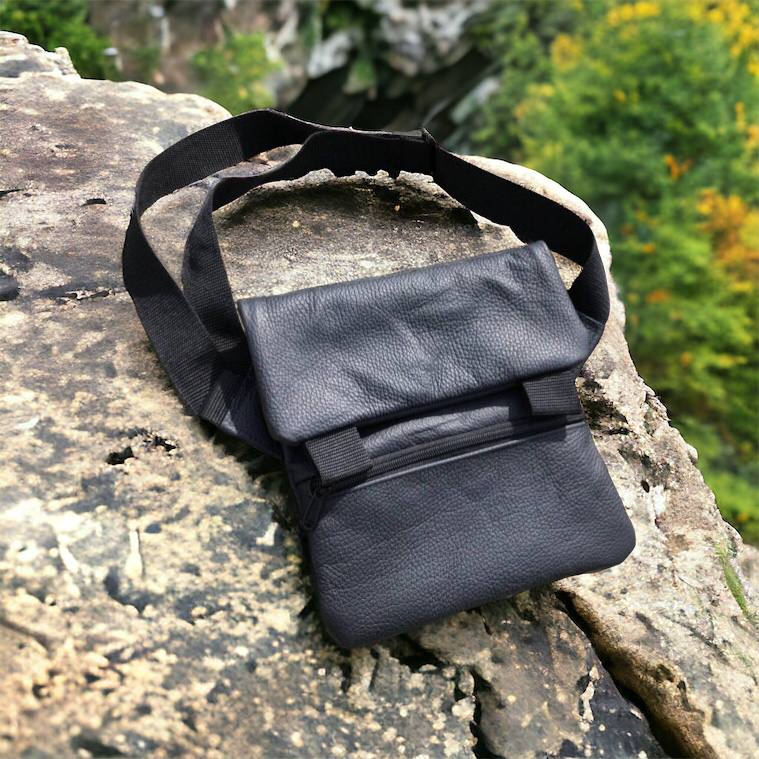Тактична шкіряна сумка з кобурою, чоловічий месенджер, барсетка - чорний слінг, чоловіча сумка через плече