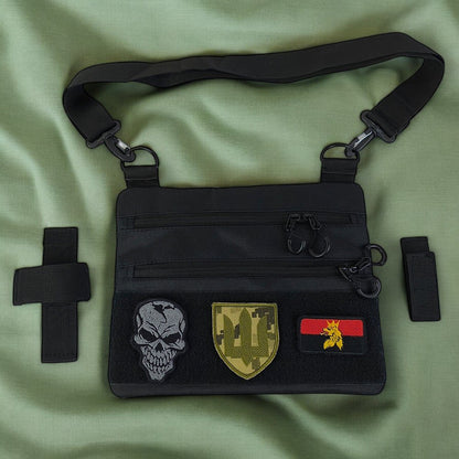 Сумка тактична чорна для прихованого носіння з кобурою, чоловічий месенджер із кордури