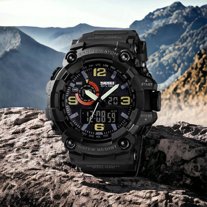 Часы наручные мужские SKMEI 1520BK BLACK, армейские часы противоударные. Цвет: черный