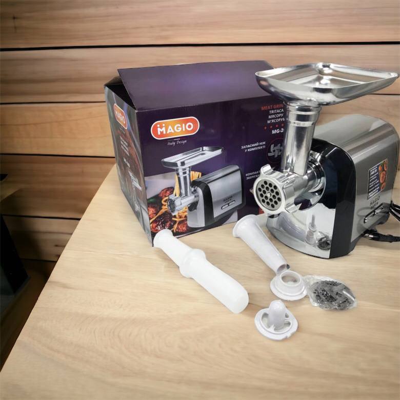 Мясорубка Magio MG-269, 2400 W, мясорубка электрическая металл, мясорубка с металлическим редуктором