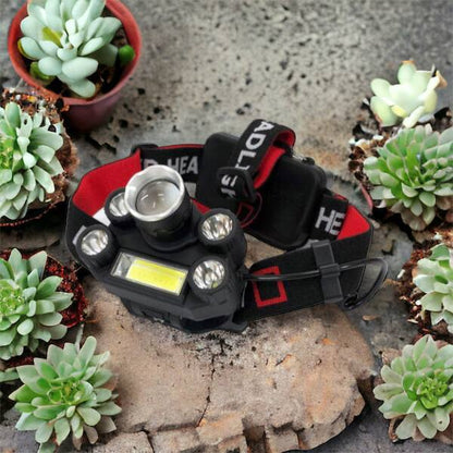 Фонарик налобный Bailong BL-T64-T6+4XPE, светодиодный фонарь на лоб, мощный налобный фонарь для рыбалки