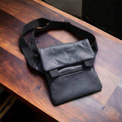 Тактична шкіряна сумка з кобурою, чоловічий месенджер, барсетка - чорний слінг, чоловіча сумка через плече