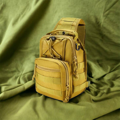 Качественная тактическая сумка, укрепленная мужская сумка рюкзак тактическая слинг. Цвет: койот