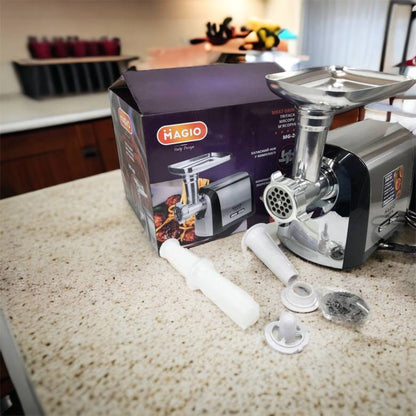 Мясорубка Magio MG-269, 2400 W, мясорубка электрическая металл, мясорубка с металлическим редуктором