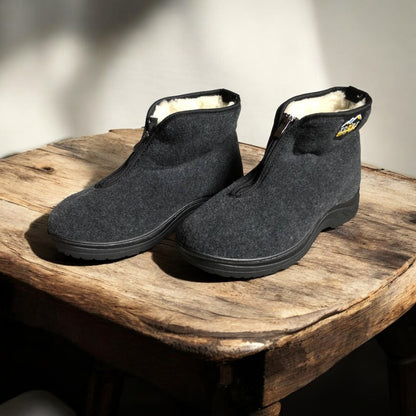 Черевики чоловічі утеплені на застібці 41 розмір, повстяні бурки, домашні чоловічі валянки. Колір: сірий
