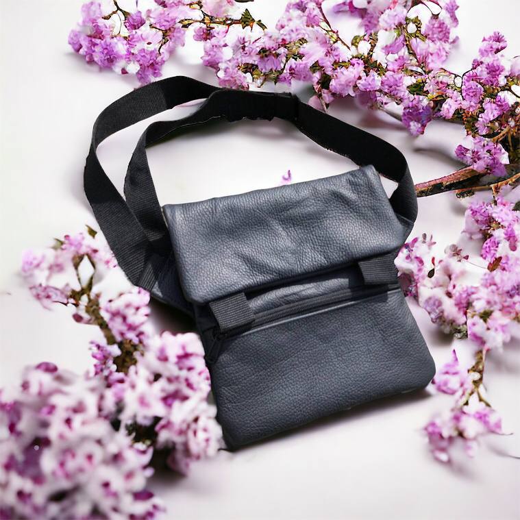 Тактична шкіряна сумка з кобурою, чоловічий месенджер, барсетка - чорний слінг, чоловіча сумка через плече