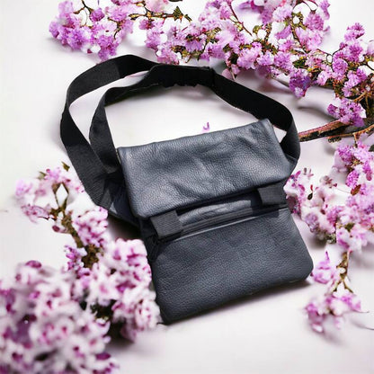 Тактична шкіряна сумка з кобурою, чоловічий месенджер, барсетка - чорний слінг, чоловіча сумка через плече