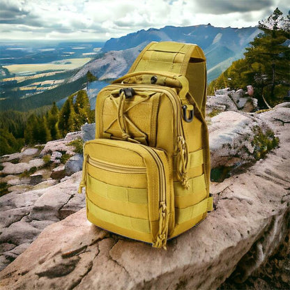 Качественная тактическая сумка, укрепленная мужская сумка рюкзак тактическая слинг. Цвет: койот