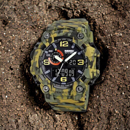 Часы наручные мужские SKMEI 1520CMGN CAMO GREEN, часы военные мужские, для военнослужащих. Цвет: камуфляж