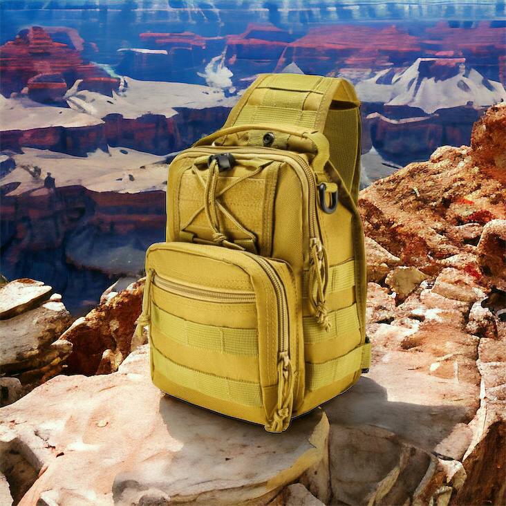 Качественная тактическая сумка, укрепленная мужская сумка рюкзак тактическая слинг. Цвет: койот