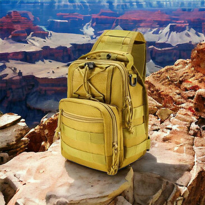 Качественная тактическая сумка, укрепленная мужская сумка рюкзак тактическая слинг. Цвет: койот