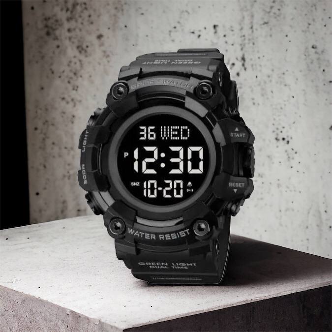 Годинник наручний чоловічий SKMEI 1968BKBK BLACK-BLACK, водостійкий тактичний годинник. Колір: чорний