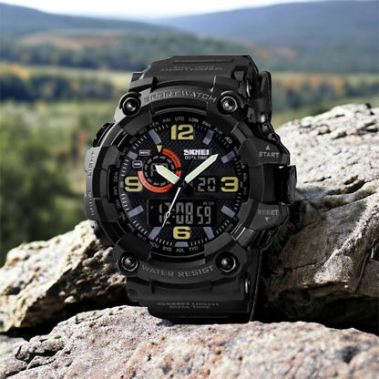 Часы наручные мужские SKMEI 1520BK BLACK, армейские часы противоударные. Цвет: черный